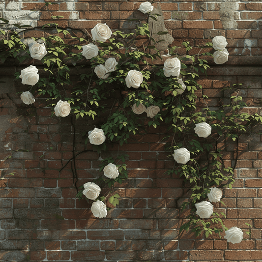 Muro di rose bianche